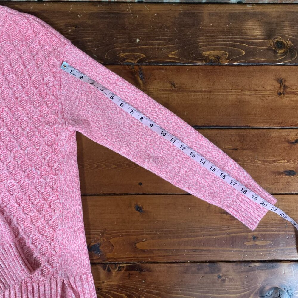 Talbots Honeycomb Cable Knit Women's Medium Pink Mock Neck Pullover Sweater EUC - Picture 14 of 15